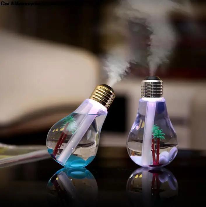 By  100pcs Colorful Light Bulb Humidifier Car Atomization Water Distributor Mini USB Humidifier Household Ambience L